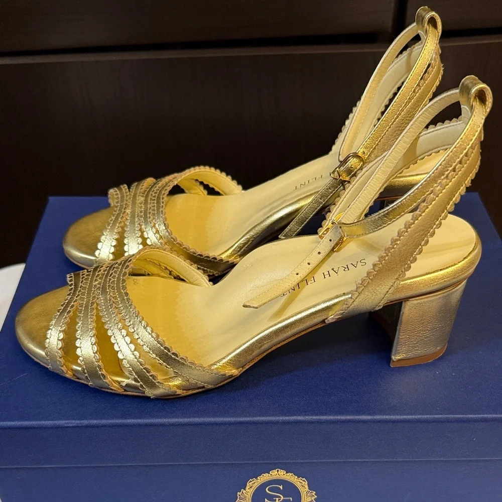 Sarah Flint Kathryn Metallic Gold Women's Sandals - Picture 7 of 8